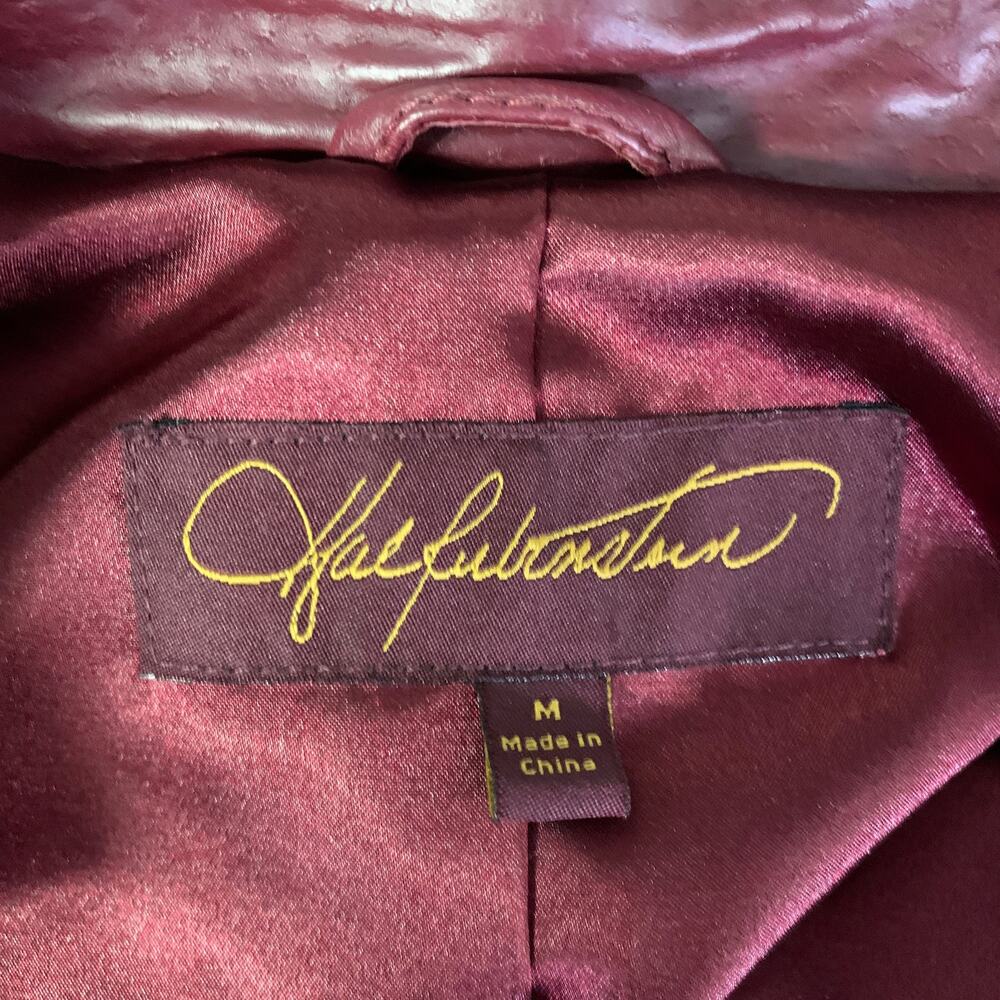 HAL RUBENSTEIN Size M Burgundy Leather Jacket Blazer - Picture 9 of 11